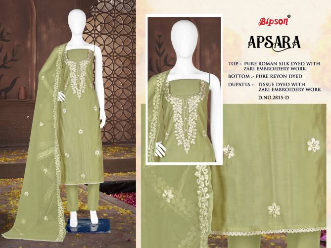 Apsara 2815 By Bipson Roman Silk Embroidery Dress Material Wholesale Shop In Surat